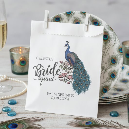 Chic Blue Peacock Bride Geschenktütchen