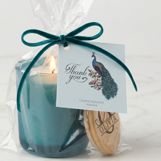 Chic Blue Peacock Vielen Dank Geschenkanhänger