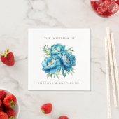 Chic Blue Peony Blume Wedding Serviette (Beispiel)