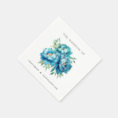 Chic Blue Peony Blume Wedding Serviette (Ecke)
