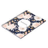 Chic Blue Pink Abstrakt Floral Notizblock (Linke Seite)