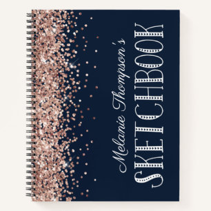 Chic Blue Pink Glitzer Individuelle Name Sketchboo Notizblock