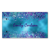 Chic Blue Pink Iridescent Glitzer Magnetische Visitenkarte (Vorderseite)