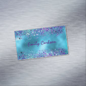 Chic Blue Pink Iridescent Glitzer Magnetische Visitenkarte (Beispiel)