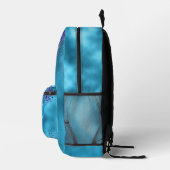 Chic Blue Pink Iridescent Glitzer Monogramm Bedruckter Rucksack (Rechts)