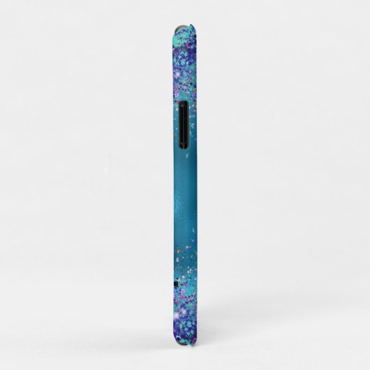 Chic Blue Pink Iridescent Glitzer Monogramm Case-Mate iPhone Hülle (Hinten/Rechts)
