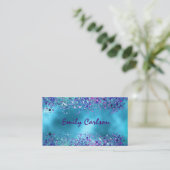 Chic Blue Pink Iridescent Glitzer Visitenkarte (Stehend Vorderseite)