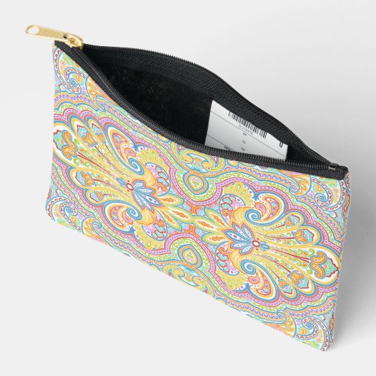 Chic Blue Pink Lila Orange Paisley Pattern Zubehörtasche (Offen)