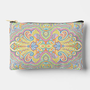 Chic Blue Pink Lila Orange Paisley Pattern Zubehörtasche