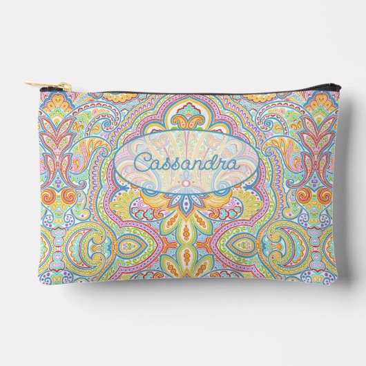 Chic Blue Pink Lila Orange Paisley Pattern Zubehörtasche (Vorderseite)