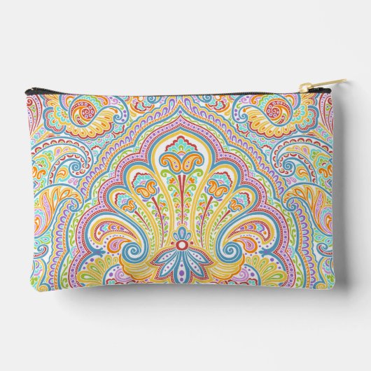 Chic Blue Pink Lila Orange Paisley Pattern Zubehörtasche (Rückseite)