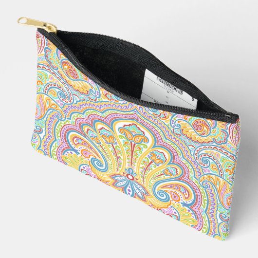 Chic Blue Pink Lila Orange Paisley Pattern Zubehörtasche (Offen)