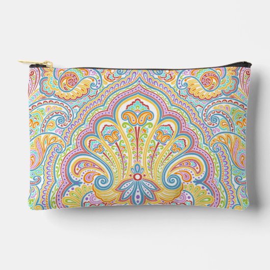 Chic Blue Pink Lila Orange Paisley Pattern Zubehörtasche (Vorderseite)
