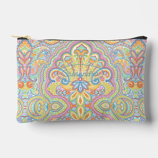 Chic Blue Pink Lila Orange Paisley Pattern Zubehörtasche (Vorderseite)