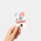 Chic Blue Pink Rectangle Medical Foto Template Ausweis (Handheld)