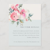 Chic Blue Pink Rose Orchid Blumenzwiebeldetails Begleitkarte (Vorderseite)