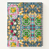 Chic blue pink sicilian citrus floral tiles dopp notizblock (Rückseite)