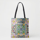 Chic blue pink sicilian citrus floral tiles dopp tasche (Vorderseite)