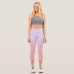 Chic Blue Pink und Coral peach Ombre soft Gradient Capri Leggings