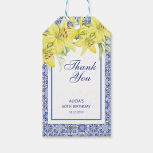Chic Blue Portugiesisch Azulejo Yellow Lily Vielen Geschenkanhänger