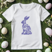 Chic Blue Rabbit Silhouette T-Shirt; Blumenstrauß T-Shirt