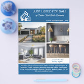 Chic Blue Real Estate Home Listing 2 Sided Flyer (Einzeln)