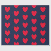 Chic blue &red hearts valentine geschenkpapier (Flach)