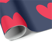 Chic blue &red hearts valentine geschenkpapier (Rolleneckpunkt)