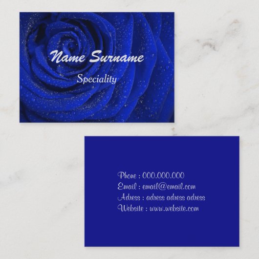Chic Blue Rose Blume Visitenkarte (Vorne/Hinten)