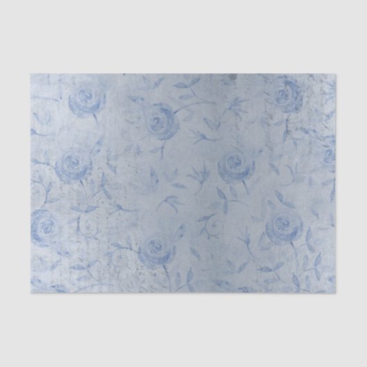 Chic Blue Rose Blütensilber Schimmer Seidenpapier (Vorderseite)
