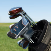 Chic Blue Rose Gold Agate Glitzer Custom Monogram Golf Headcover (In Situ)
