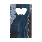 Chic Blue Rose Gold Glitzer Agate Custom Monogram Geldbeutel Flaschenöffner (Rückseite)