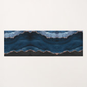 Chic Blue Rose Gold Glitzer Agate Custom Monogram Yogamatte (Rückseite (Horizontal))