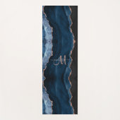 Chic Blue Rose Gold Glitzer Agate Custom Monogram Yogamatte (Vorderseite)