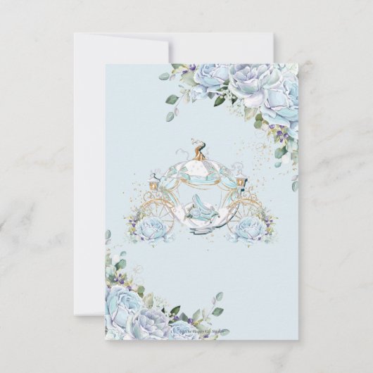 Chic Blue Rose Princess Carriage Brautparty Dankeskarte (Rückseite)