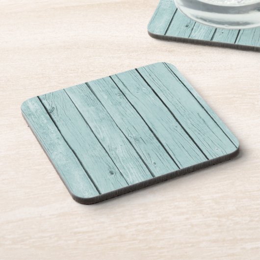 Chic Blue Rustic Wood Getränkeuntersetzer (Linke Seite)