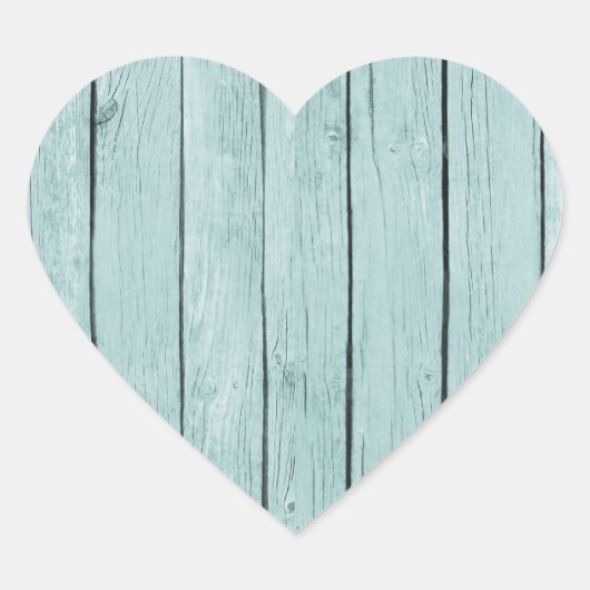 Chic Blue Rustic Wood Herz-Aufkleber (Vorderseite)