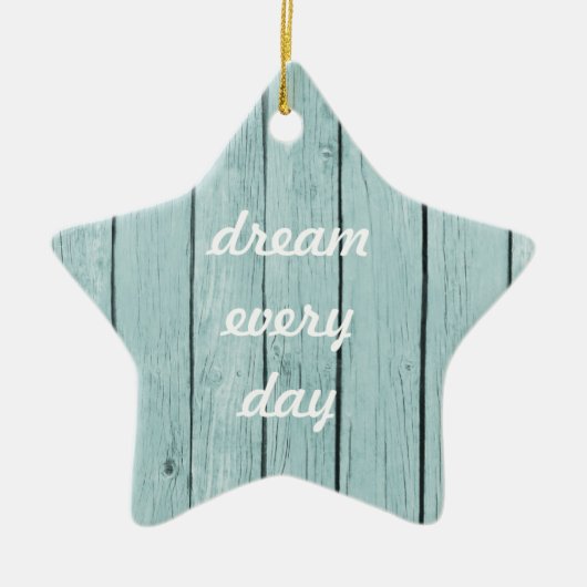 Chic Blue Rustic Wood Keramikornament (Vorne)