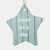 Chic Blue Rustic Wood Keramikornament (Links)