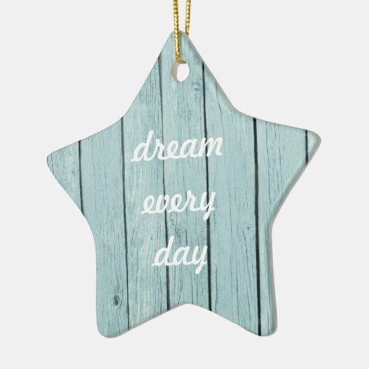 Chic Blue Rustic Wood Keramikornament (Links)