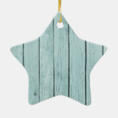 Chic Blue Rustic Wood Keramikornament (Hinten)