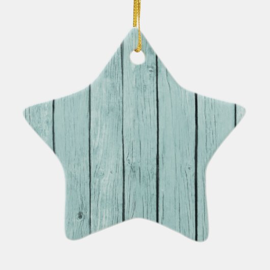 Chic Blue Rustic Wood Keramikornament (Hinten)