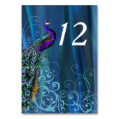 Chic Blue Satin Look Wedding Tischnummer Card (Rückseite)