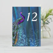 Chic Blue Satin Look Wedding Tischnummer Card (Stehend Vorderseite)