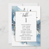 Chic Blue Seating Plan Cards mit Gästennamen (Vorderseite)