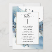 Chic Blue Seating Plan Cards mit Gästennamen (Rückseite)