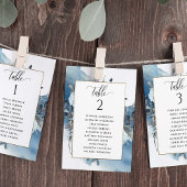 Chic Blue Seating Plan Cards mit Gästennamen