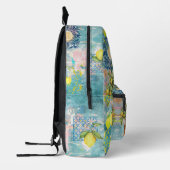 Chic blue sicilian crus collage floral tiles bedruckter rucksack (Links)