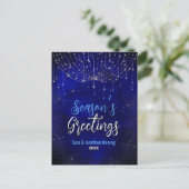 Chic Blue Silber Glitzer Weihnachtsbeleuchtung neu Postkarte (Stehend Vorderseite)