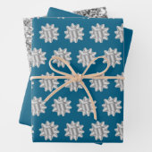 Chic Blue Silver Bows Glitzer Weihnachten Geschenkpapier Set (Beispiel)